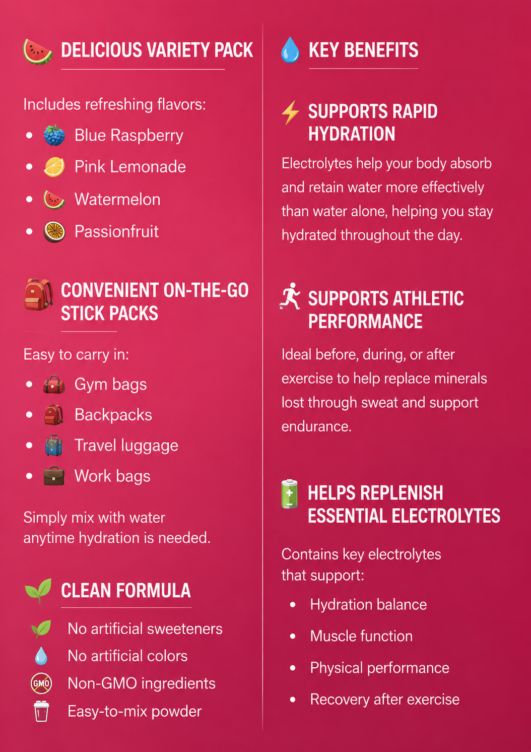 Eletrolyte mixed flavour pack